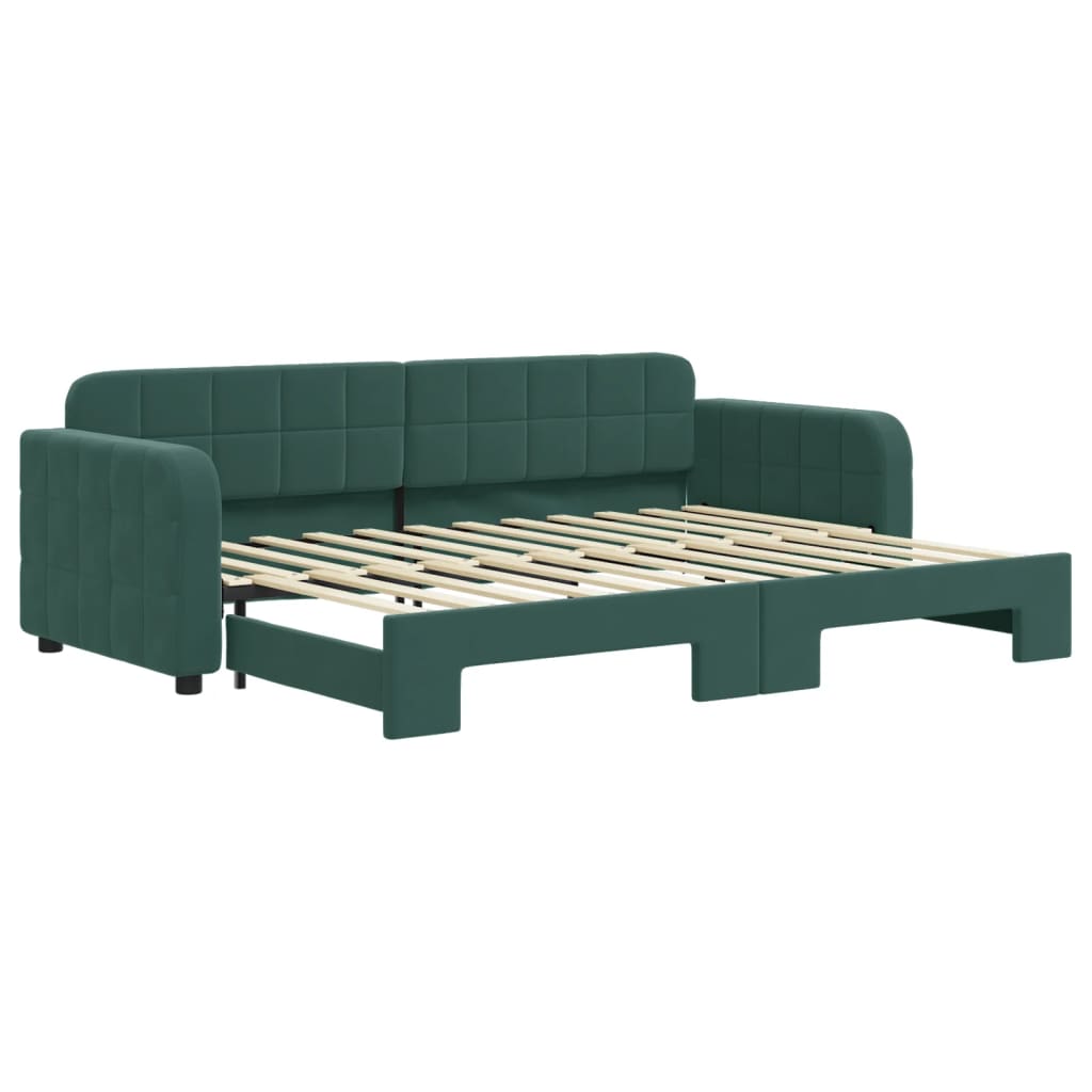 Divano Letto Con Letto Estraibile Verde Scuro 80x200cm Velluto