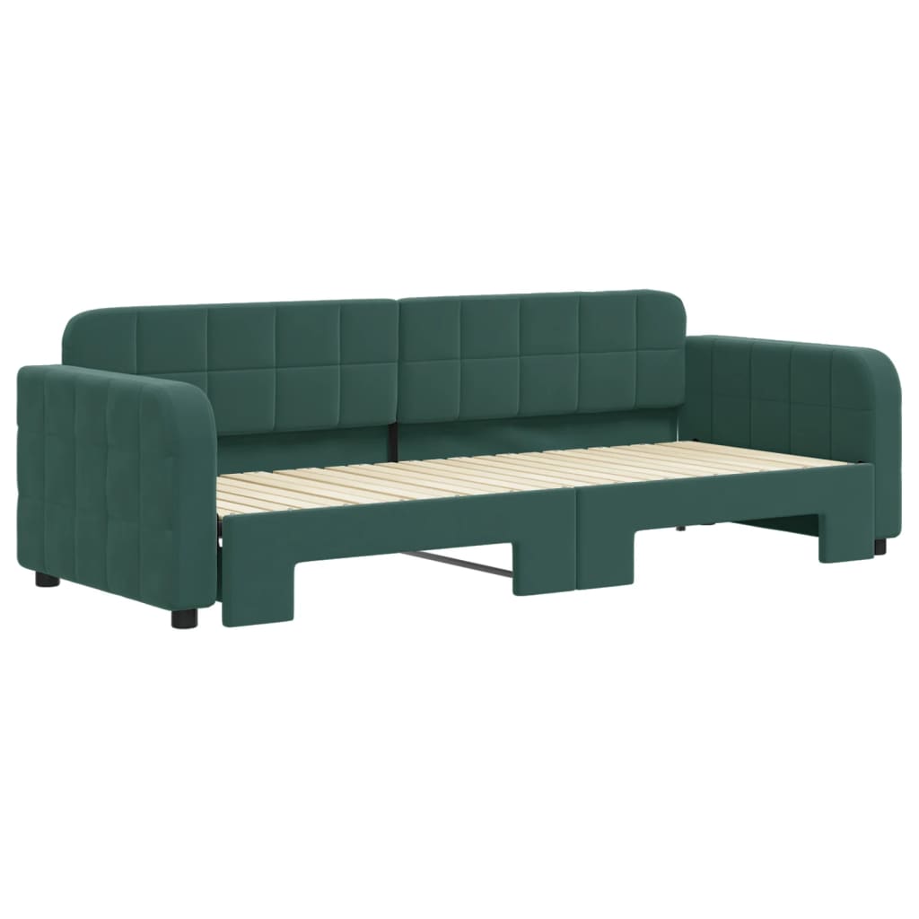 Divano Letto Con Letto Estraibile Verde Scuro 80x200cm Velluto