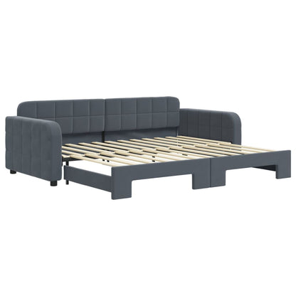 Divano Letto Con Letto Estraibile Grigio Scuro 90x200cm Velluto