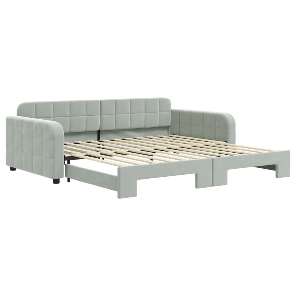 Divano Letto Con Letto Estraibile Grigio Chiaro 100x200 Velluto