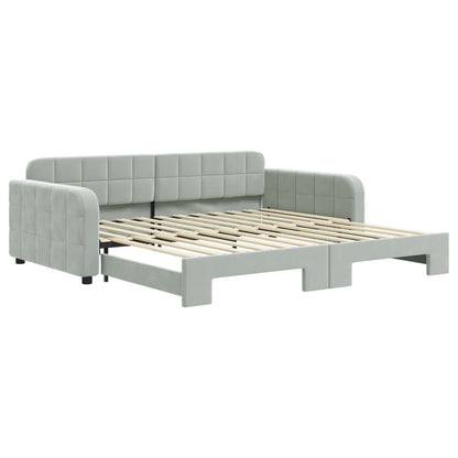 Divano Letto Con Letto Estraibile Grigio Chiaro 100x200 Velluto