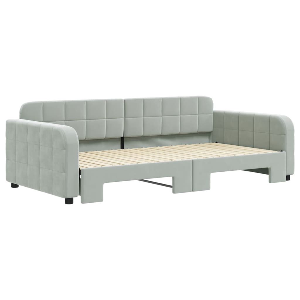 Divano Letto Con Letto Estraibile Grigio Chiaro 100x200 Velluto