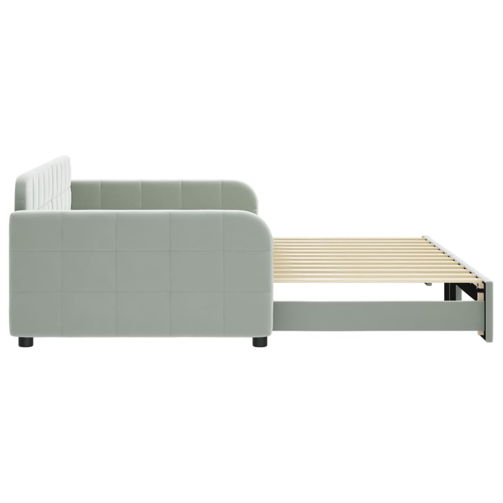 Divano Letto Con Letto Estraibile Grigio Chiaro 100x200 Velluto