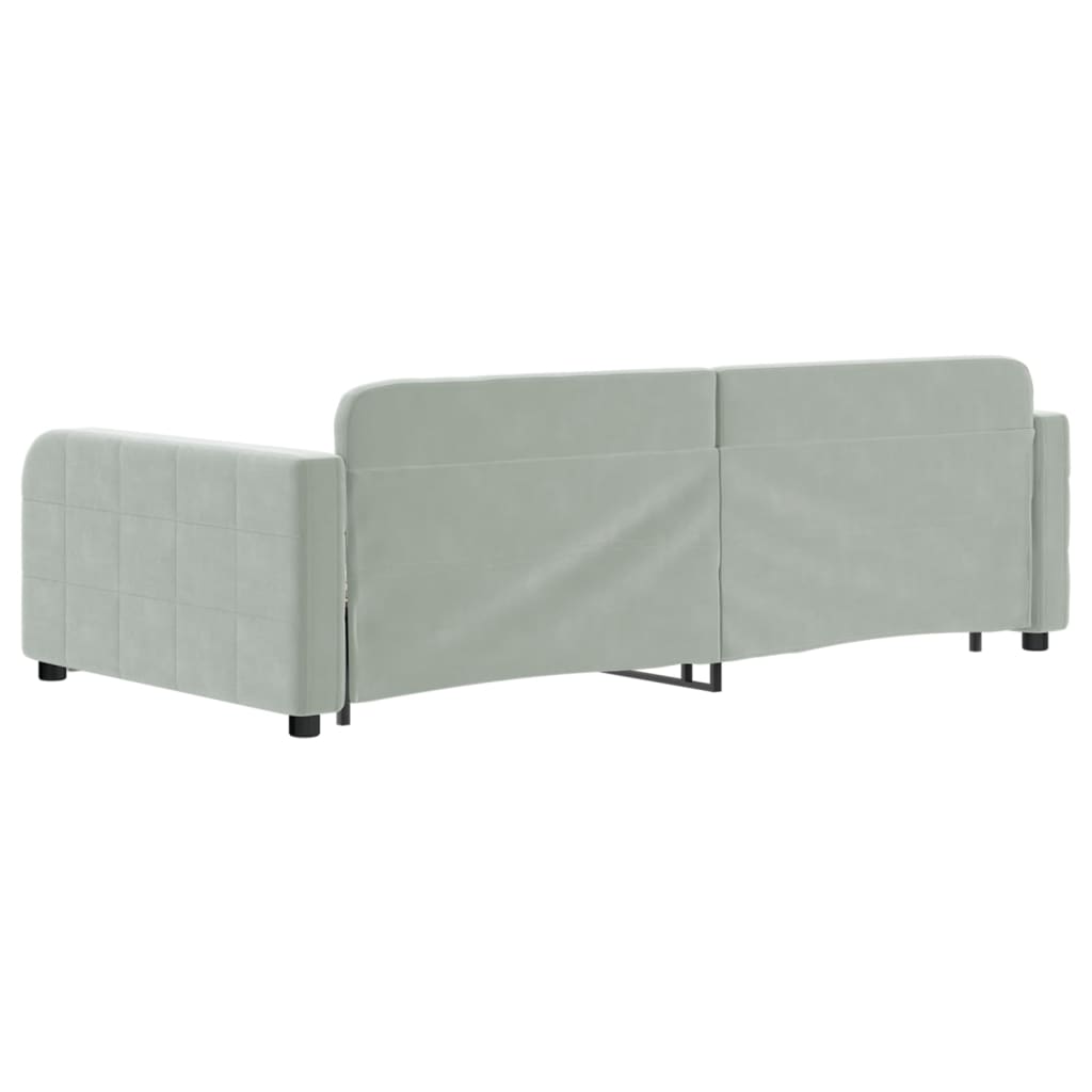 Divano Letto Con Letto Estraibile Grigio Chiaro 100x200 Velluto