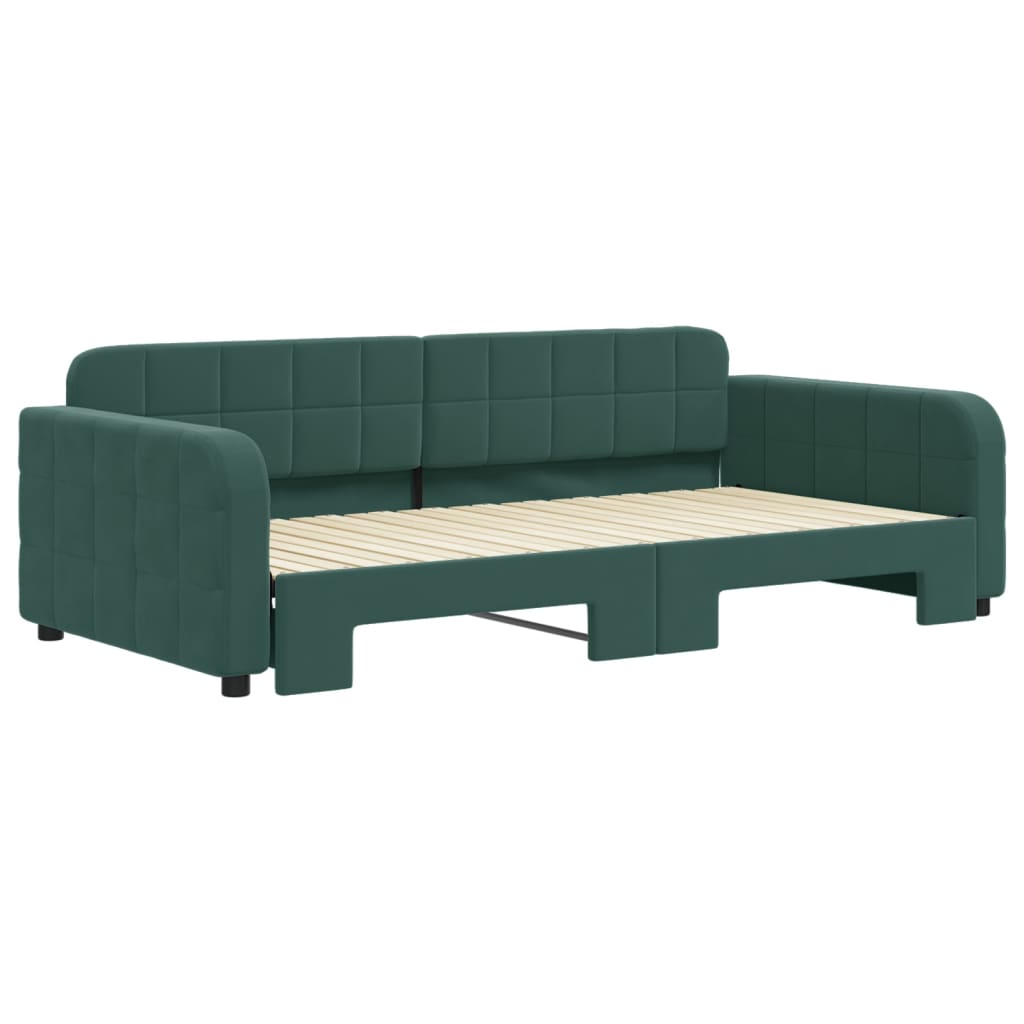 Divano Letto Con Letto Estraibile Verde Scuro 100x200cm Velluto