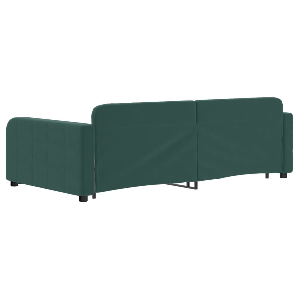 Divano Letto Con Letto Estraibile Verde Scuro 100x200cm Velluto