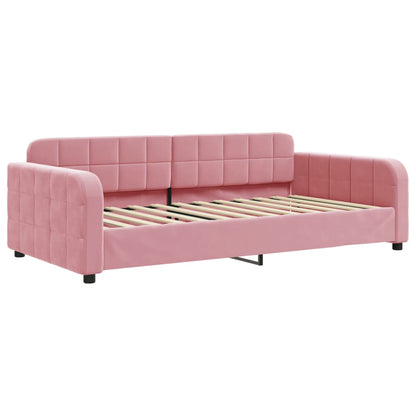 Divano Letto Estraibile Con Materassi Rosa 90x200 Cm Velluto