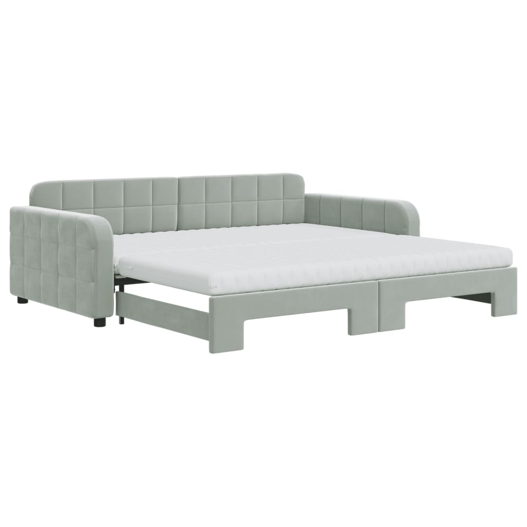 Divano Letto Estraibile Materassi Grigio Chiaro 100x200 Velluto