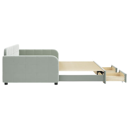 Divano Letto Estraibile Cassetti Grigio Chiaro 100x200 Velluto