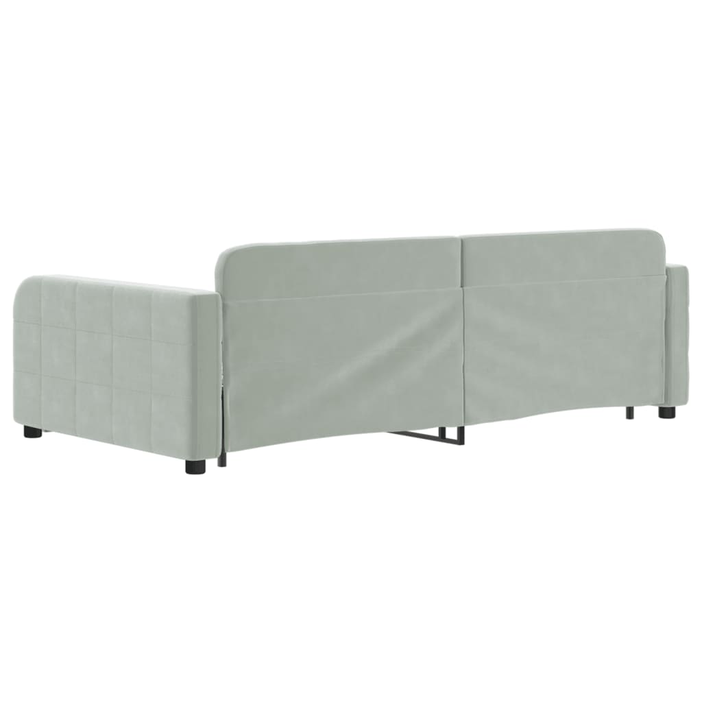 Divano Letto Estraibile Cassetti Grigio Chiaro 100x200 Velluto