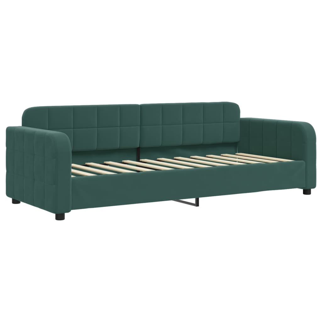 Divano Letto Estraibile Cassetti Verde Scuro 80x200cm Velluto