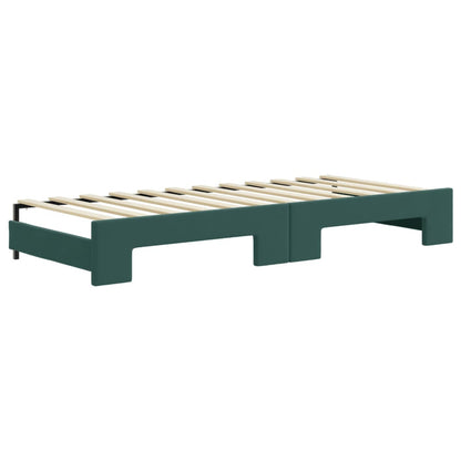 Divano Letto Estraibile Cassetti Verde Scuro 80x200cm Velluto