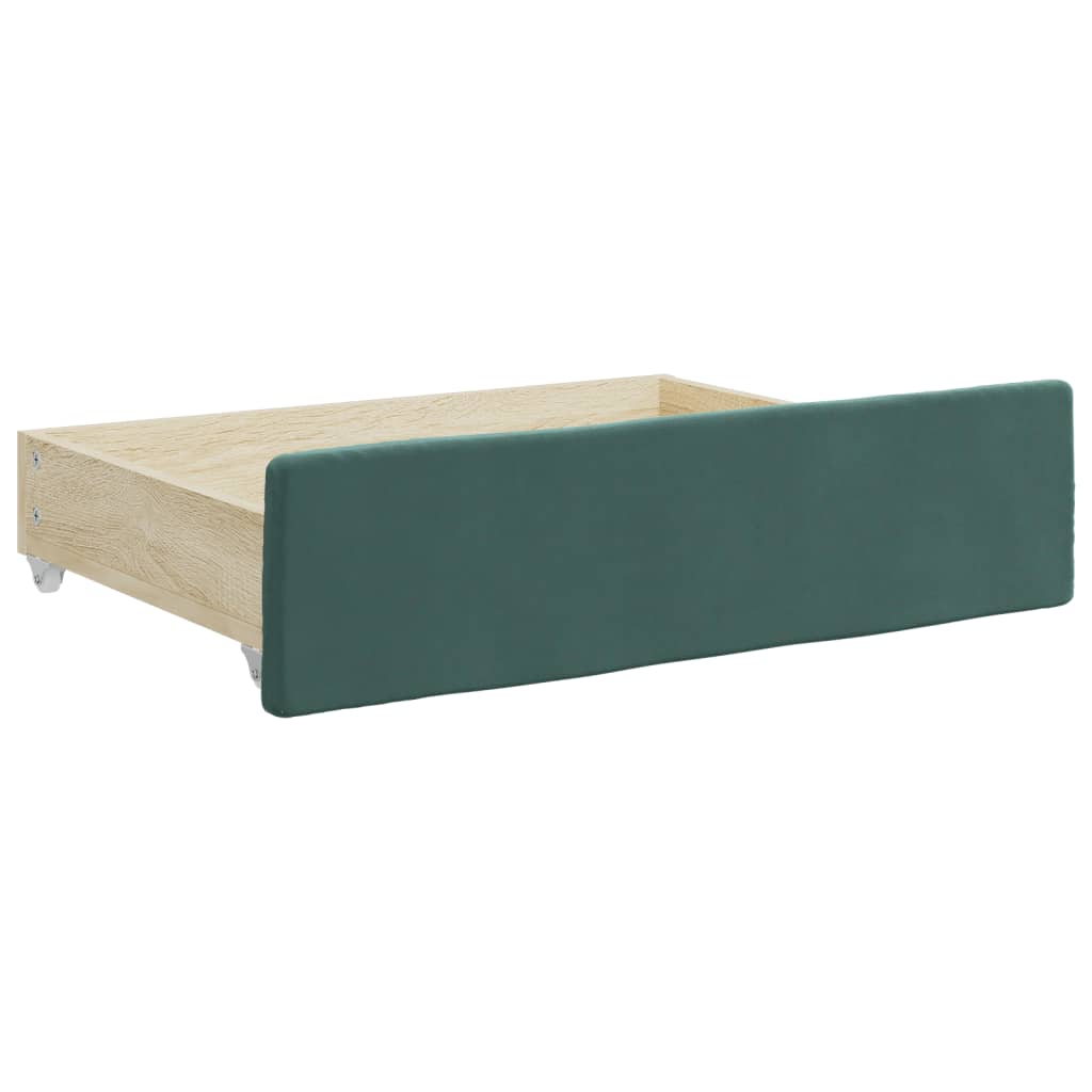 Divano Letto Estraibile Cassetti Verde Scuro 80x200cm Velluto