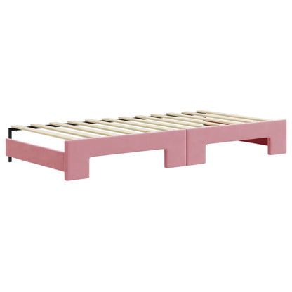 Divano Letto Estraibile Con Cassetti Rosa 90x200 Cm Velluto