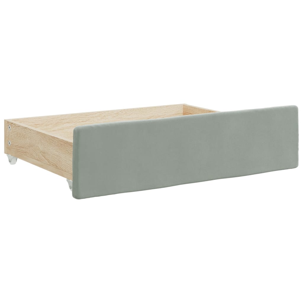 Divano Letto Estraibile Cassetti Grigio Chiaro 100x200 Velluto