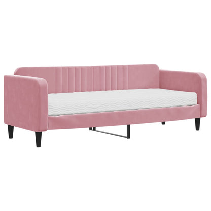 Divano Letto Con Materasso Rosa 80x200 Cm In Velluto