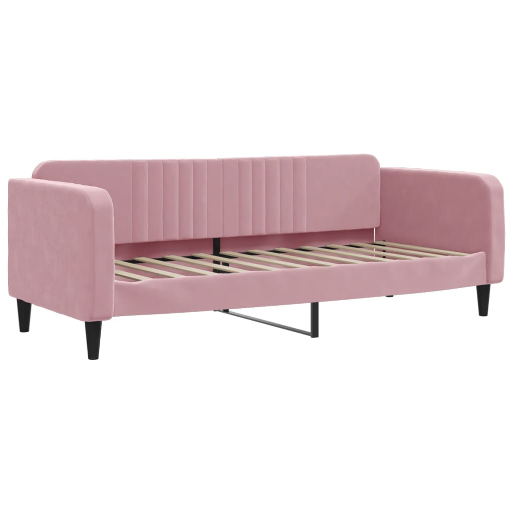 Divano Letto Con Materasso Rosa 80x200 Cm In Velluto