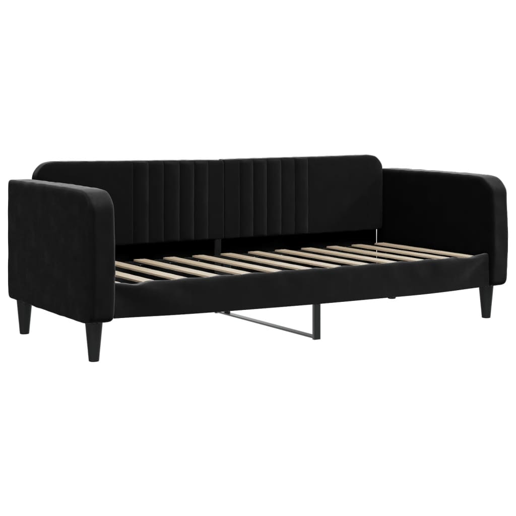 Divano Letto Con Materasso Nero 80x200 Cm In Velluto