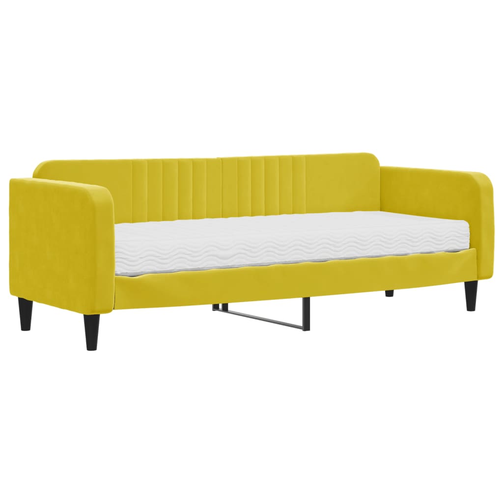 Divano Letto Con Materasso Giallo 80x200 Cm In Velluto