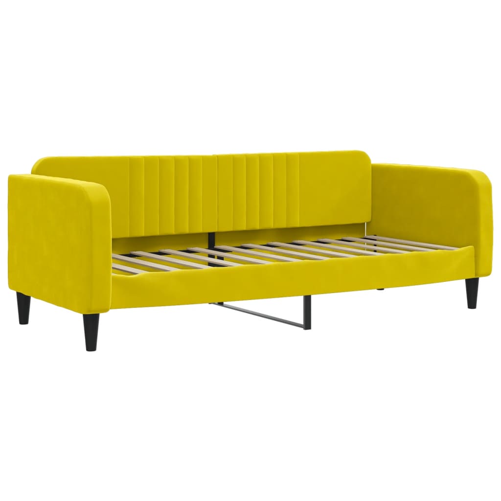 Divano Letto Con Materasso Giallo 80x200 Cm In Velluto