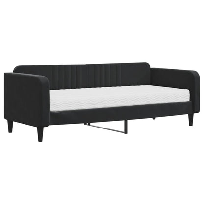 Divano Letto Con Materasso Nero 90x200 Cm In Velluto