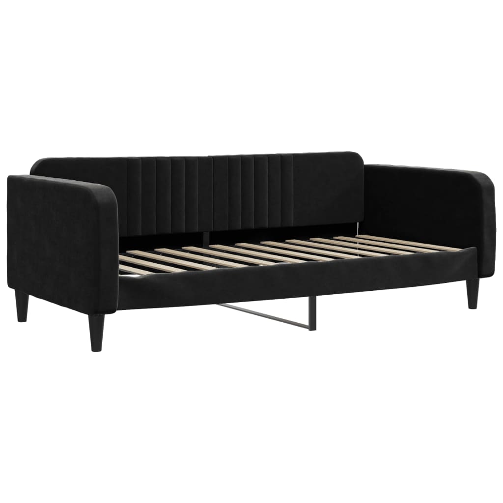 Divano Letto Con Materasso Nero 90x200 Cm In Velluto