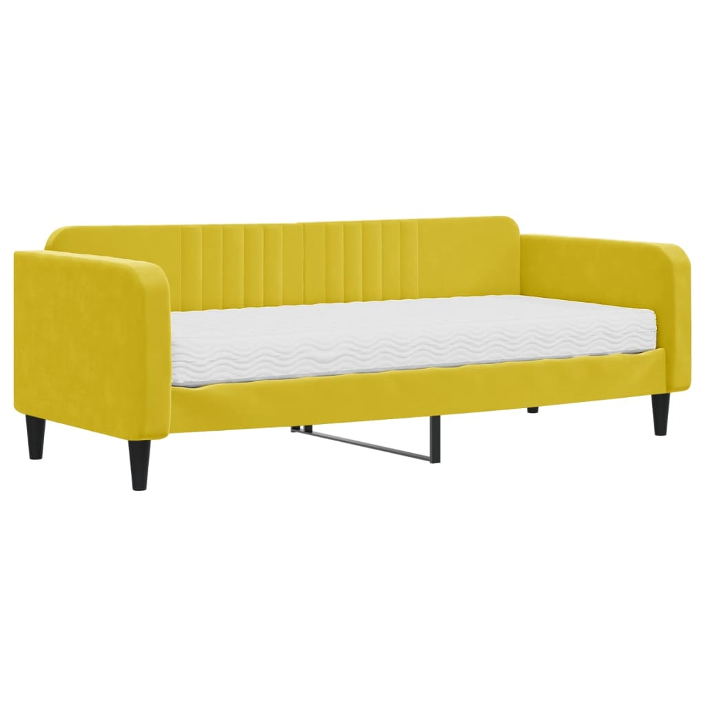 Divano Letto Con Materasso Giallo 90x200 Cm In Velluto