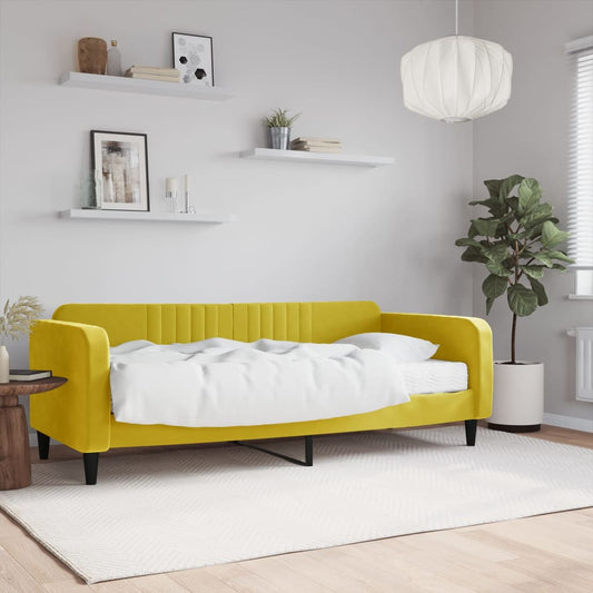 Divano Letto Con Materasso Giallo 90x200 Cm In Velluto