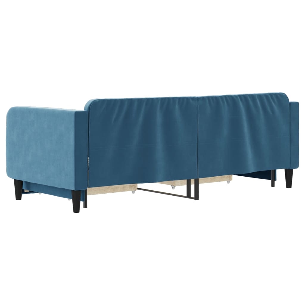 Divano Letto Estraibile Con Cassetti Blu 80x200 Cm Velluto