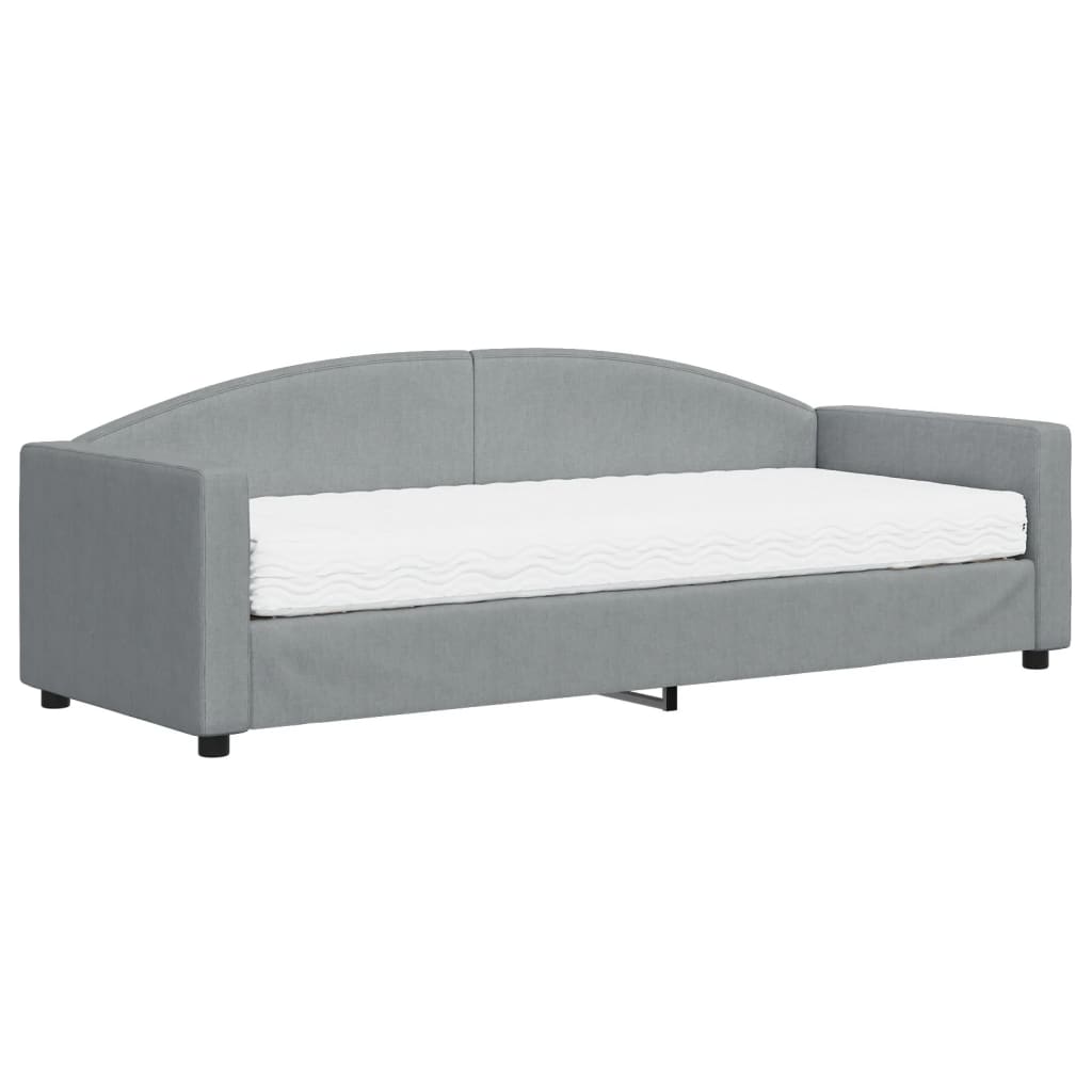 Divano Letto Con Materasso Grigio Chiaro 80x200 Cm In Tessuto