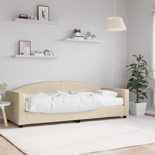 Divano Letto Con Materasso Crema 80x200 Cm In Tessuto