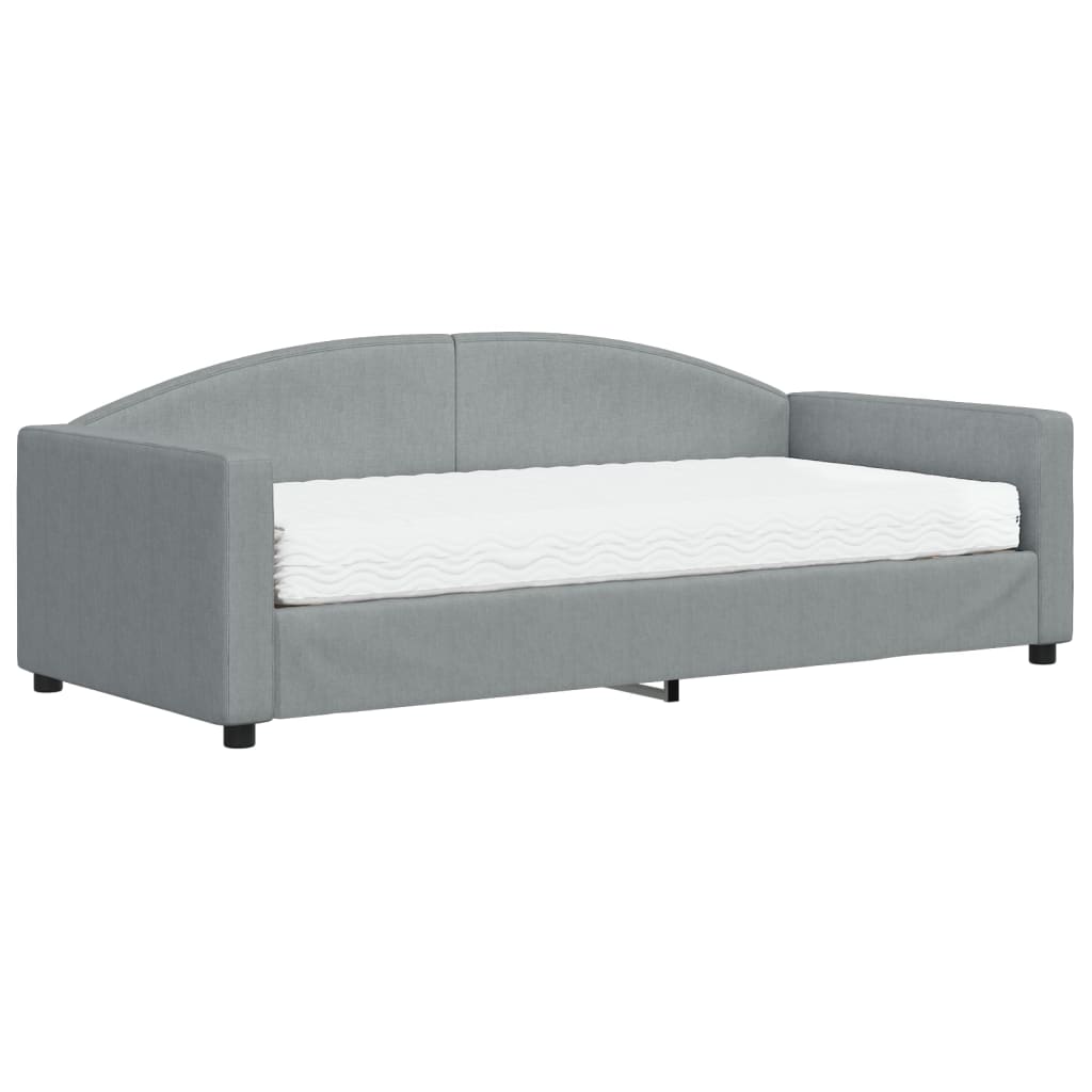 Divano Letto Con Materasso Grigio Chiaro 90x190 Cm In Tessuto