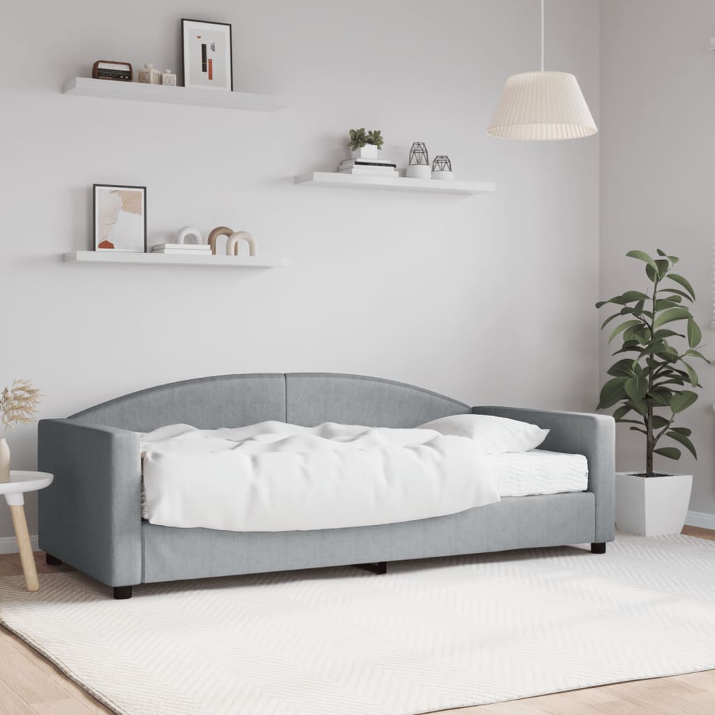 Divano Letto Con Materasso Grigio Chiaro 90x190 Cm In Tessuto