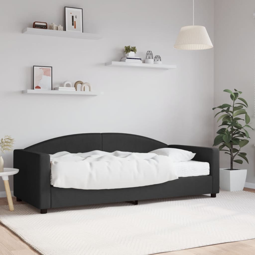 Divano Letto Con Materasso Nero 90x190 Cm In Tessuto