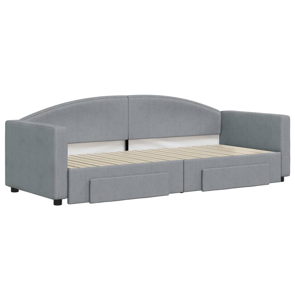 Divano Letto Estraibile Cassetti Grigio Chiaro 80x200cm Tessuto