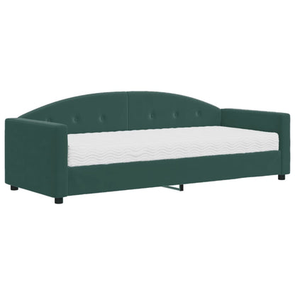 Divano Letto Con Materasso Verde Scuro 80x200 Cm In Velluto