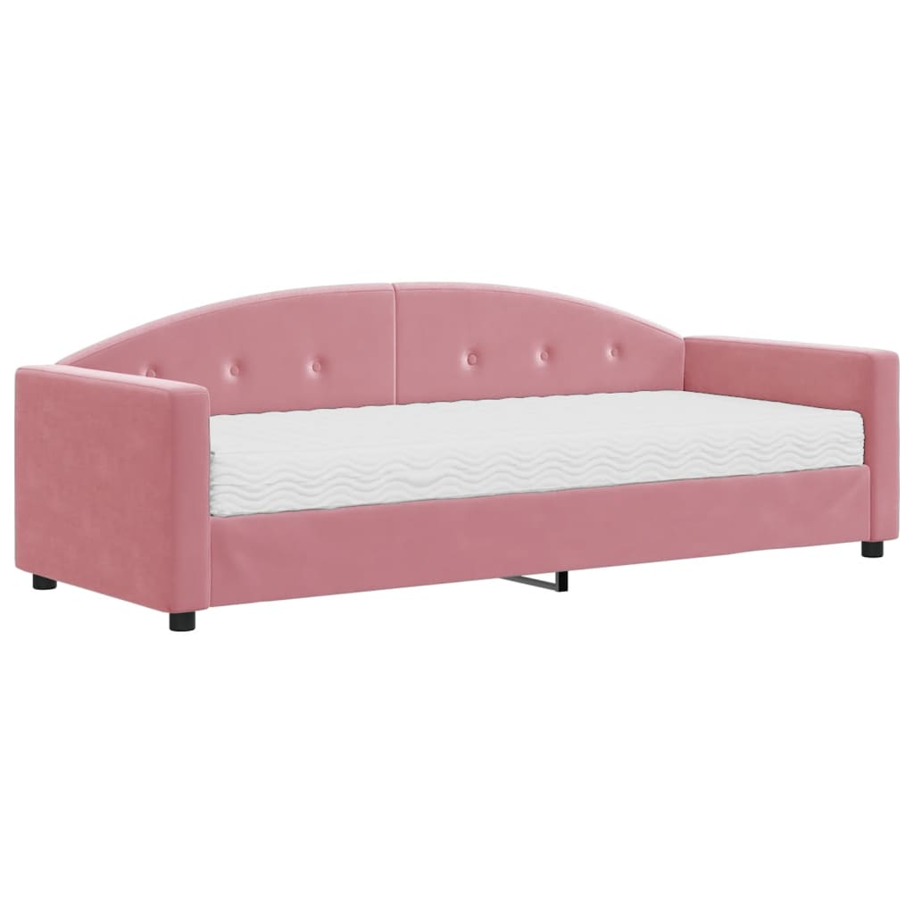 Divano Letto Con Materasso Rosa 80x200 Cm In Velluto