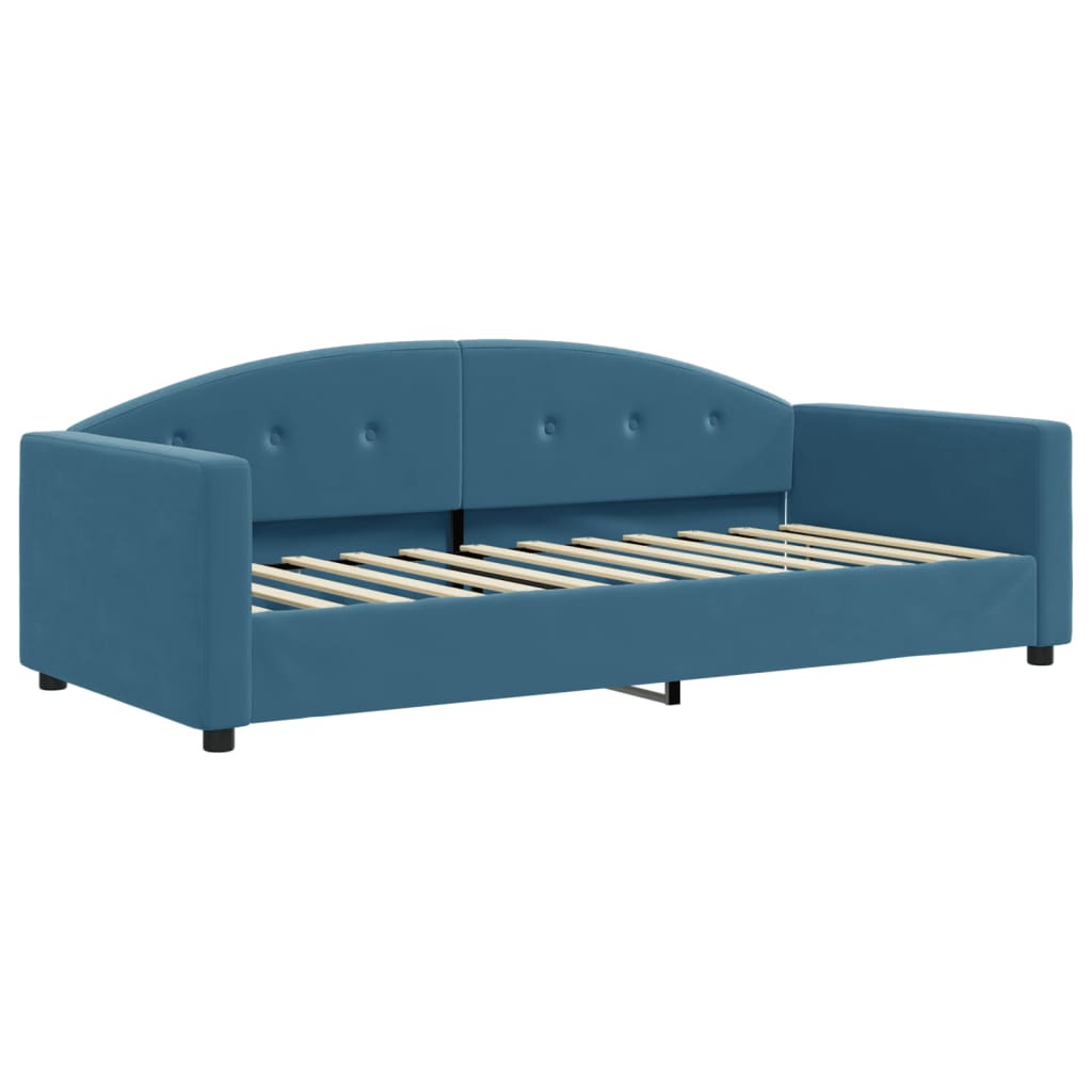 Divano Letto Con Materasso Blu 90x200 Cm In Velluto