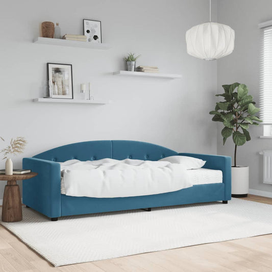 Divano Letto Con Materasso Blu 90x200 Cm In Velluto