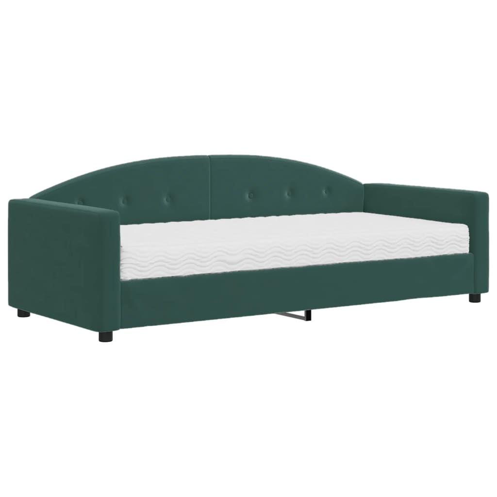 Divano Letto Con Materasso Verde Scuro 90x200 Cm In Velluto