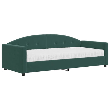 Divano Letto Con Materasso Verde Scuro 90x200 Cm In Velluto