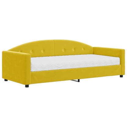 Divano Letto Con Materasso Giallo 90x200 Cm In Velluto