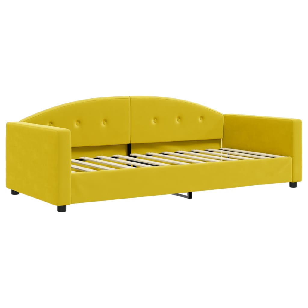 Divano Letto Con Materasso Giallo 90x200 Cm In Velluto