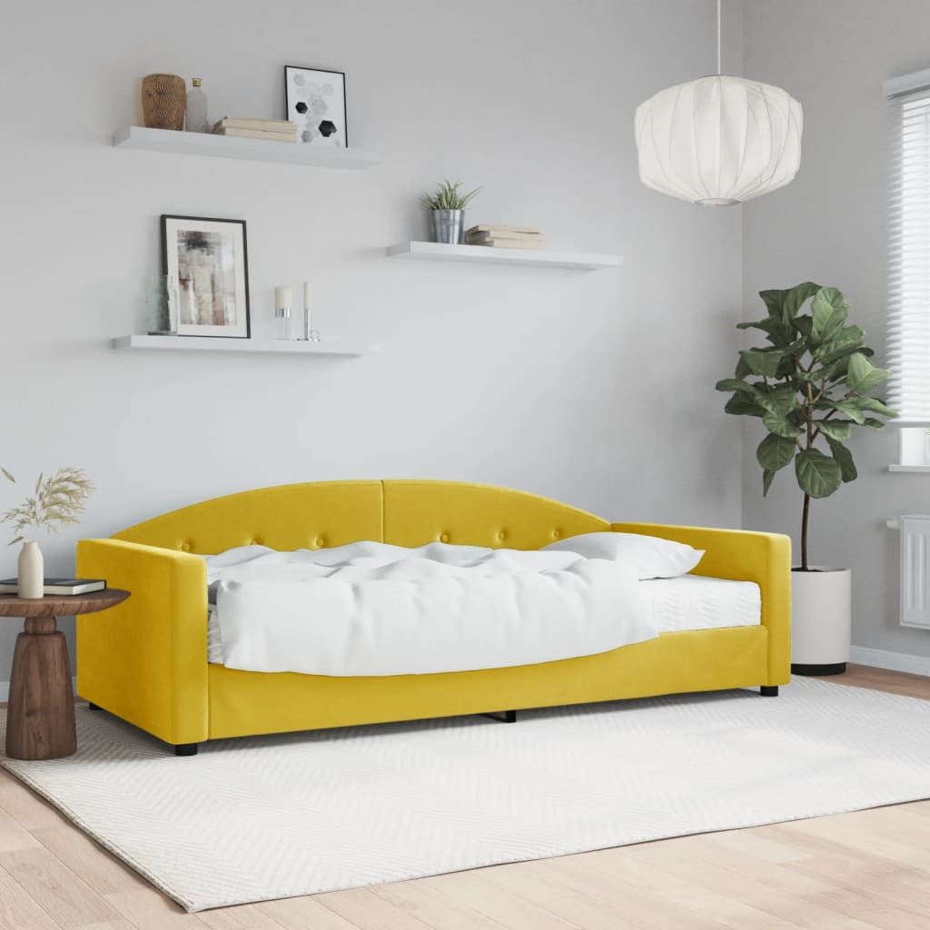 Divano Letto Con Materasso Giallo 90x200 Cm In Velluto