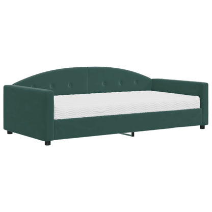 Divano Letto Con Materasso Verde Scuro 100x200 Cm In Velluto