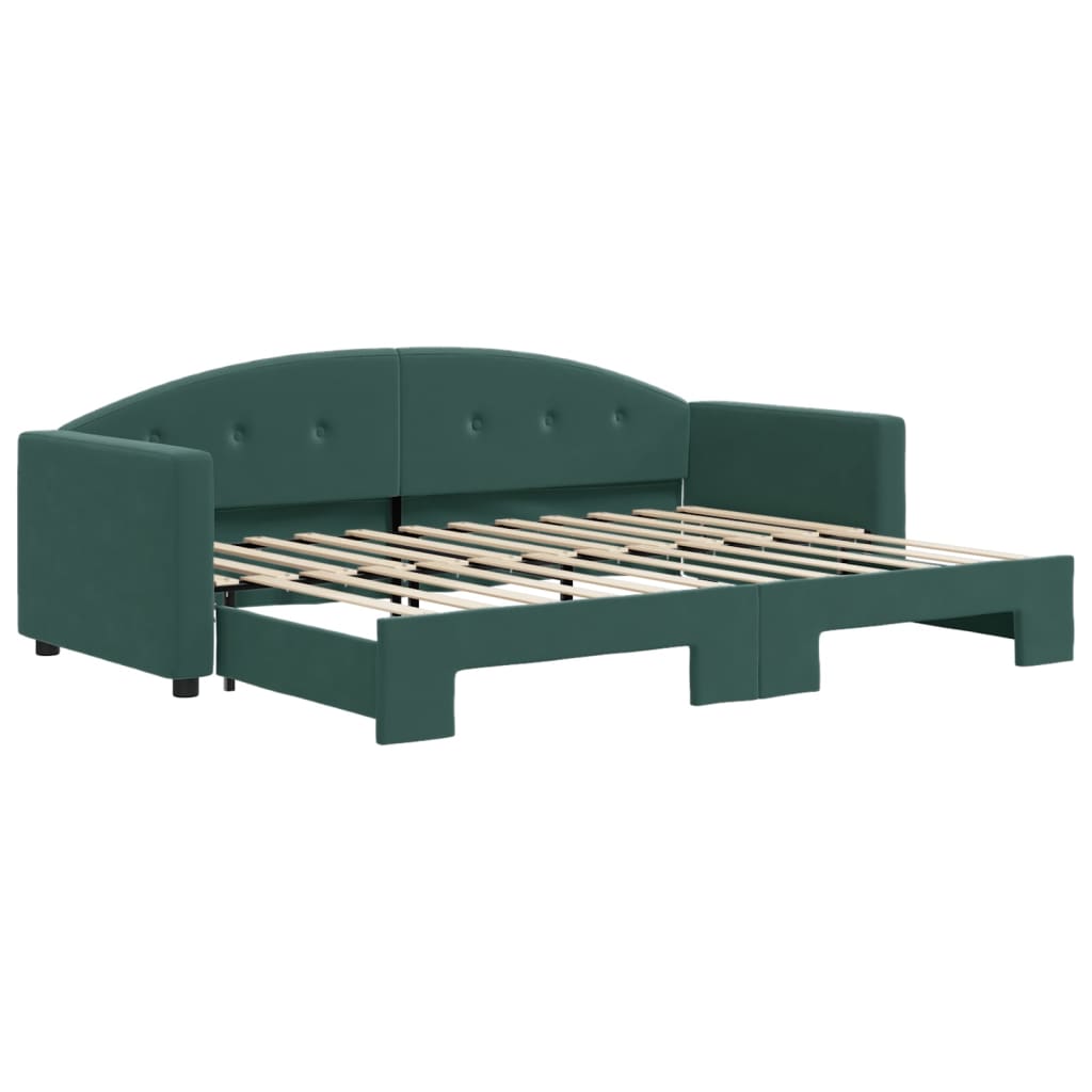 Divano Letto Con Letto Estraibile Verde Scuro 80x200cm Velluto