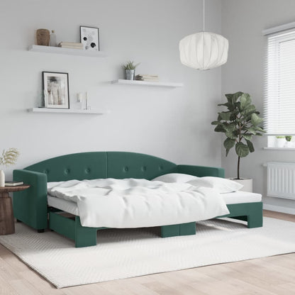 Divano Letto Con Letto Estraibile Verde Scuro 80x200cm Velluto