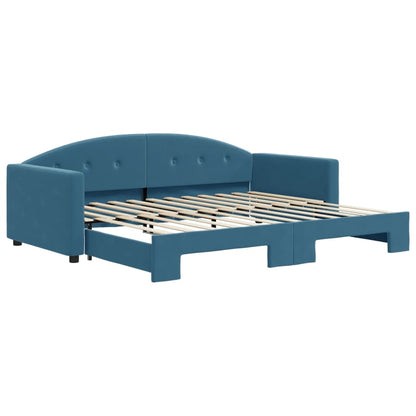 Divano Letto Con Letto Estraibile Blu 90x200 Cm In Velluto