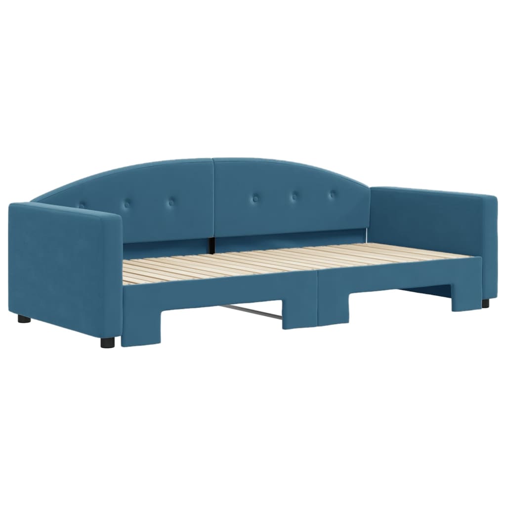 Divano Letto Con Letto Estraibile Blu 90x200 Cm In Velluto