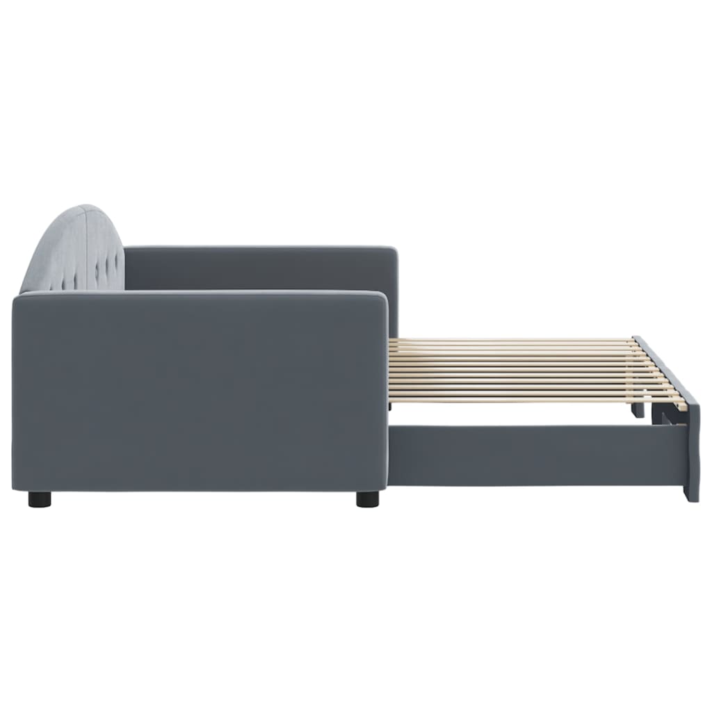 Divano Letto Con Letto Estraibile Grigio Scuro 90x200cm Velluto